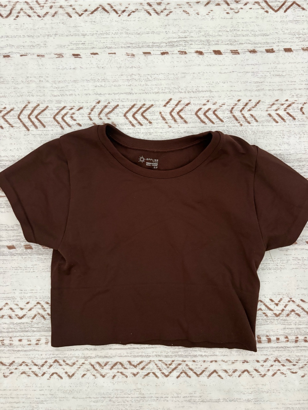 aerie Brown Crop Tee